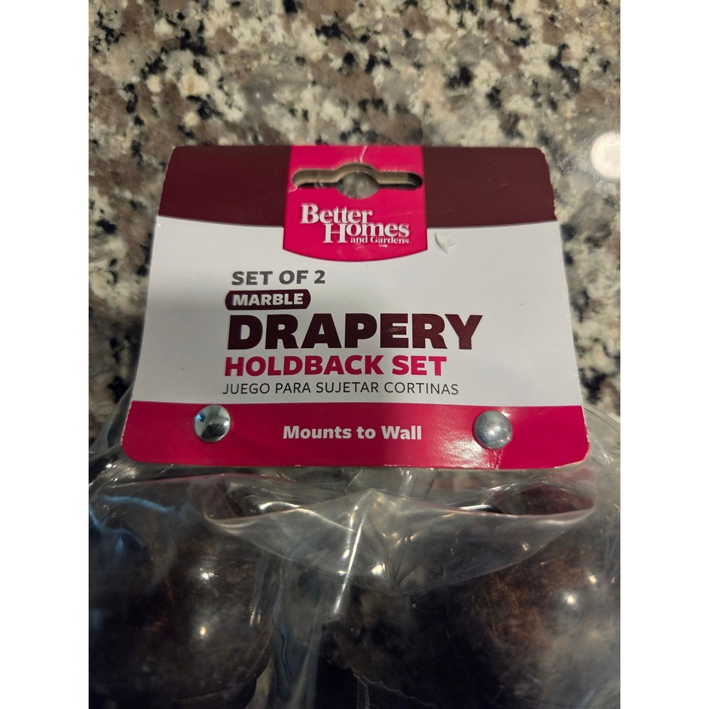 Better Homes and Gardens Drapery Holdback Set Unisex OS Brown Marble Bronze 2pk